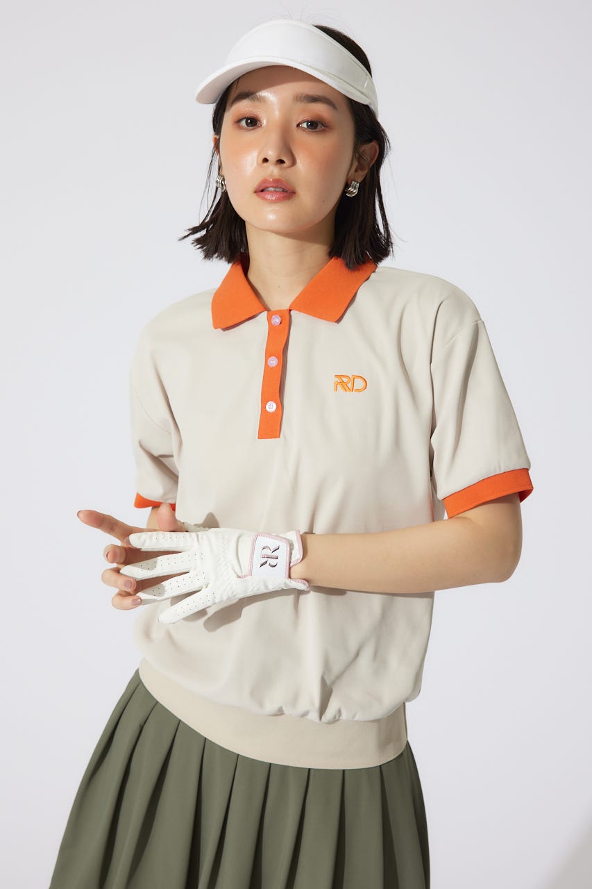 【一部店舗・WEB限定】【RIENDA GOLF】RDバイカラールーズポロシャツ BEG S