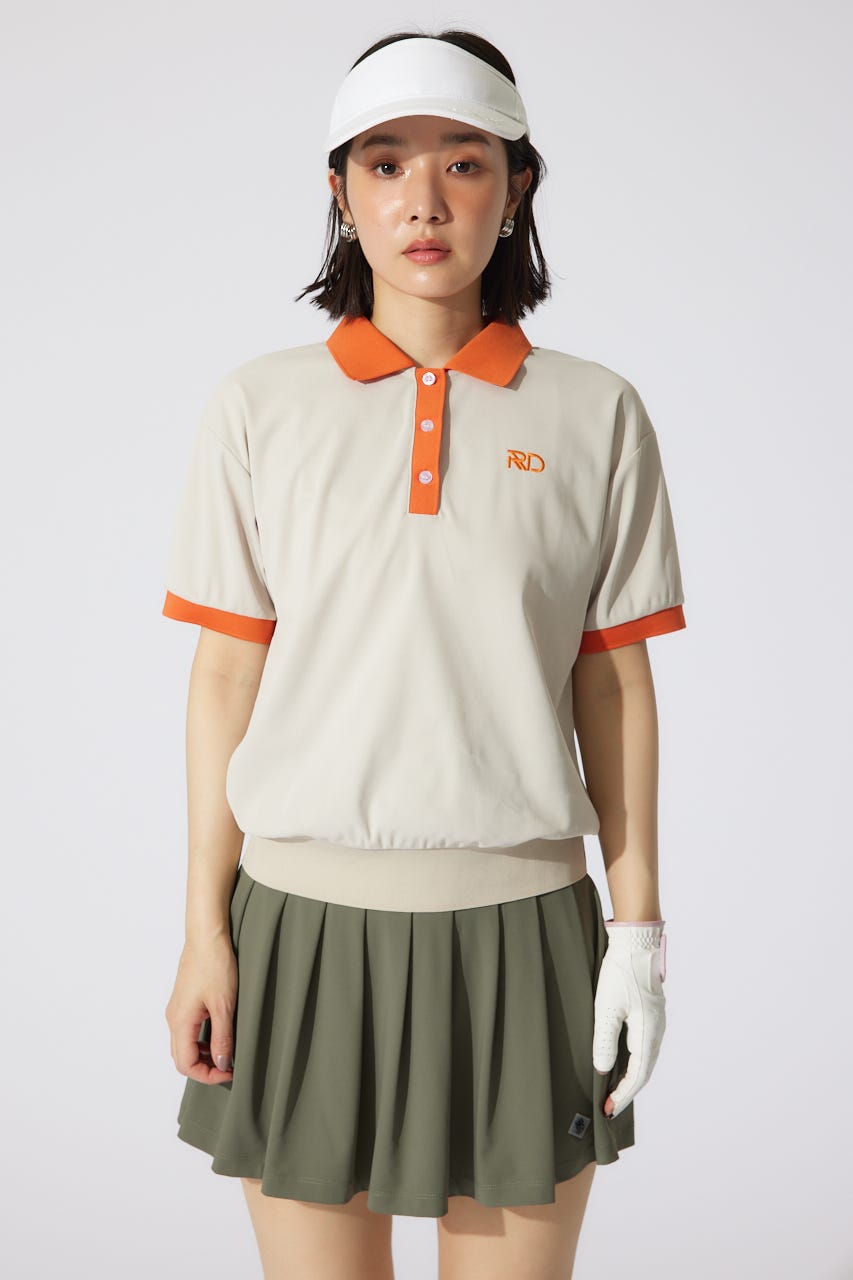 【一部店舗・WEB限定】【RIENDA GOLF】RDバイカラールーズポロシャツ BEG S