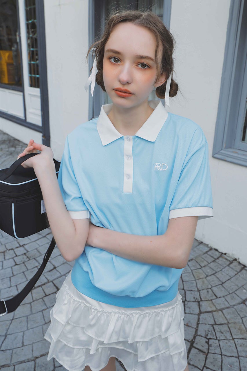 【一部店舗・WEB限定】【RIENDA GOLF】RDバイカラールーズポロシャツ L/BLU M