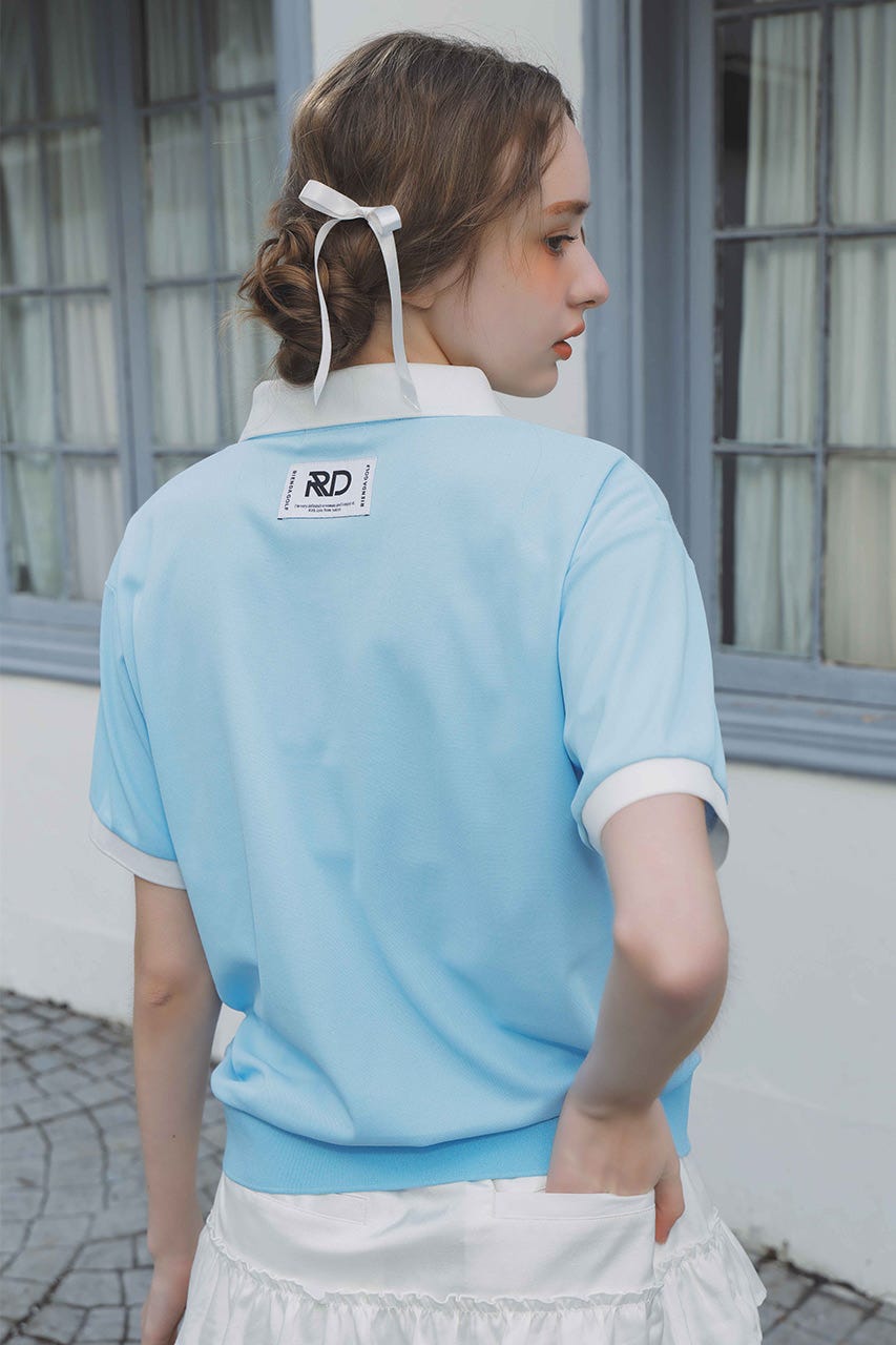 【一部店舗・WEB限定】【RIENDA GOLF】RDバイカラールーズポロシャツ L/BLU M