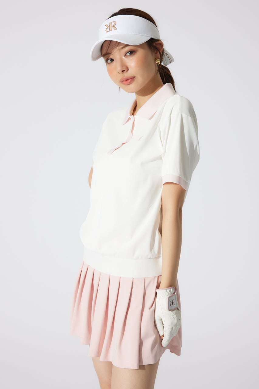 【一部店舗・WEB限定】【RIENDA GOLF】RDバイカラールーズポロシャツ WHT S
