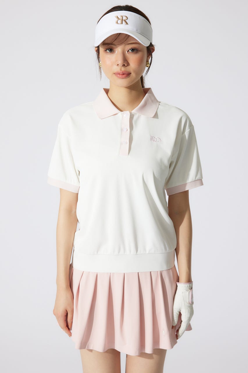 【一部店舗・WEB限定】【RIENDA GOLF】RDバイカラールーズポロシャツ WHT S