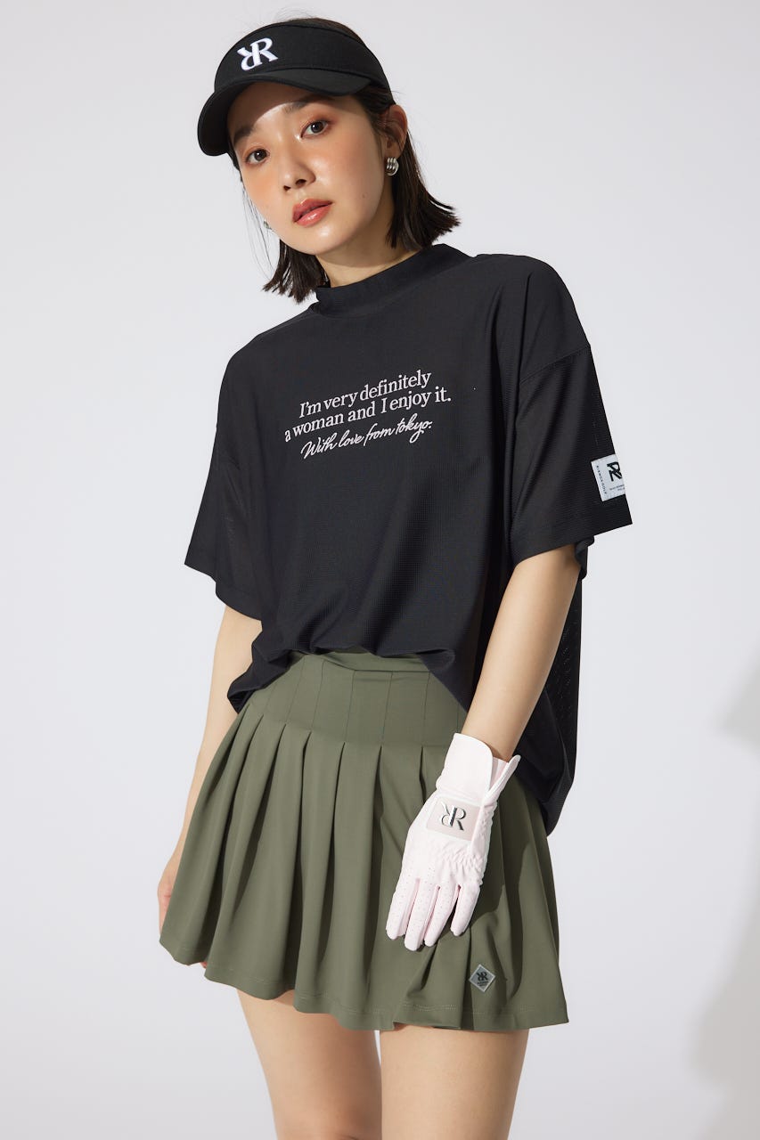 【一部店舗・WEB限定】【RIENDA GOLF】ロゴプリントルーズTシャツ BLK FREE