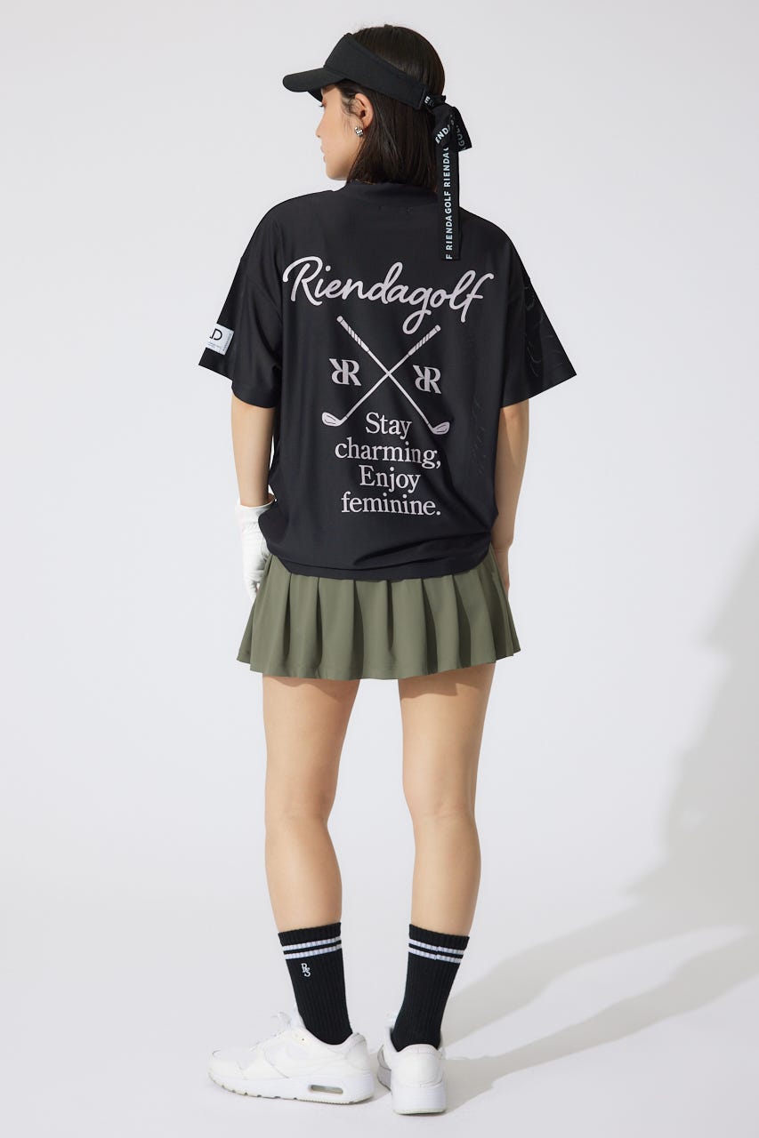 【一部店舗・WEB限定】【RIENDA GOLF】ロゴプリントルーズTシャツ BLK FREE