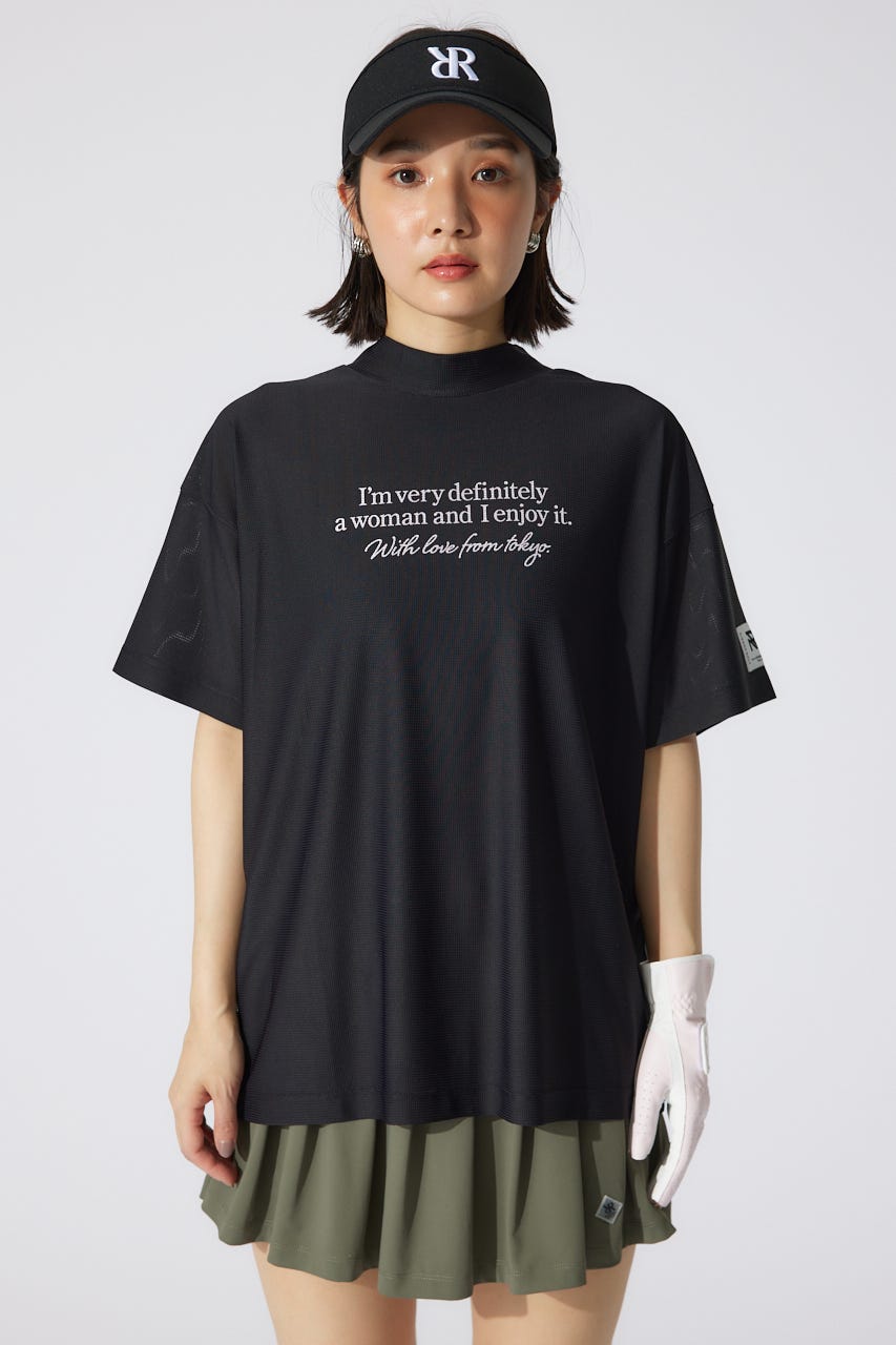 【一部店舗・WEB限定】【RIENDA GOLF】ロゴプリントルーズTシャツ BLK FREE