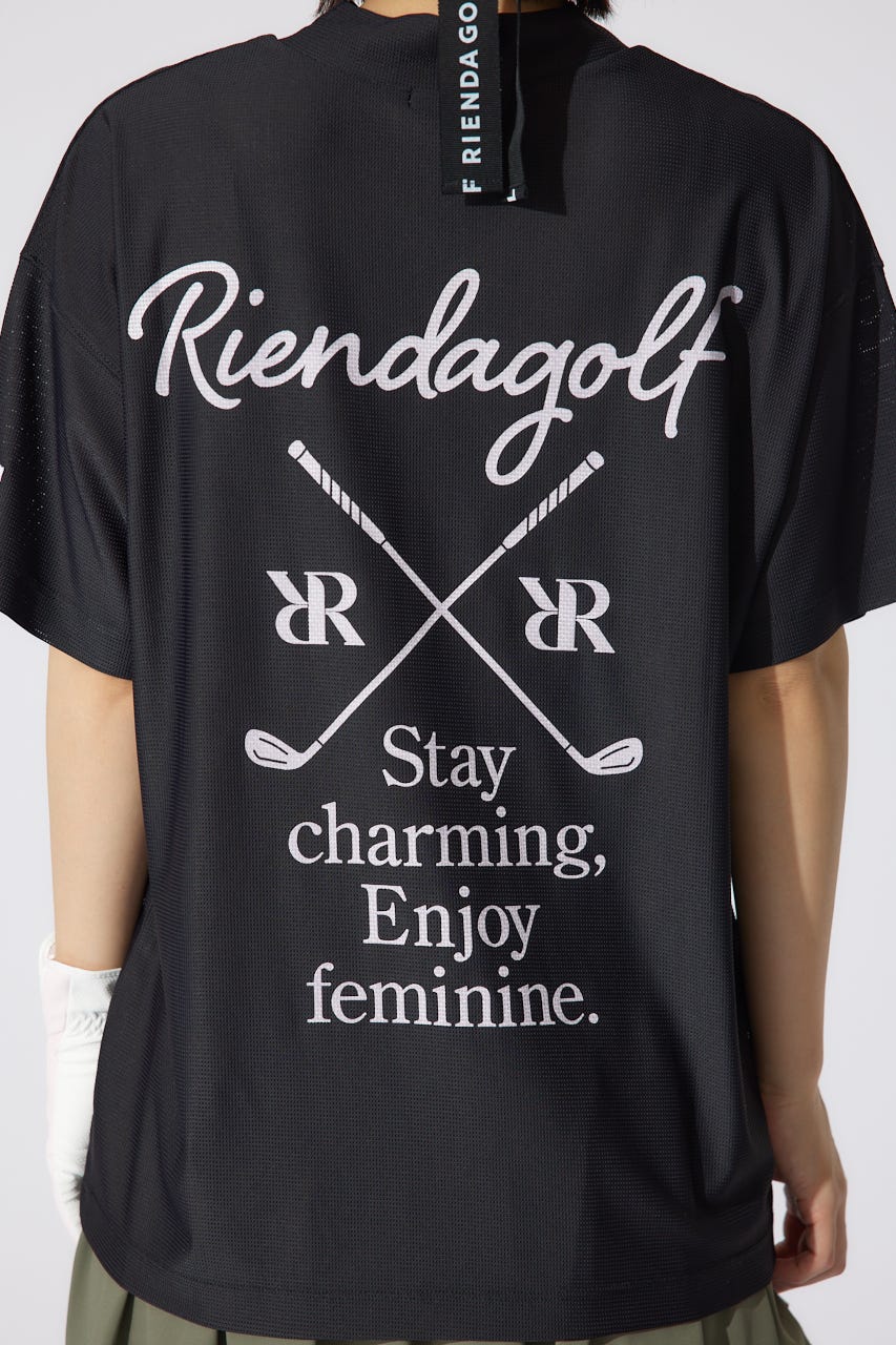 【一部店舗・WEB限定】【RIENDA GOLF】ロゴプリントルーズTシャツ BLK FREE