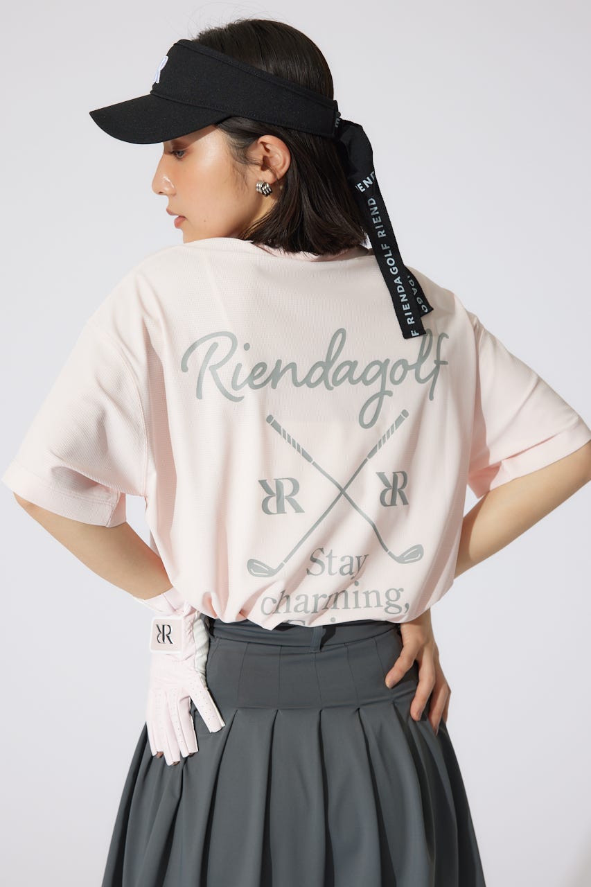 【一部店舗・WEB限定】【RIENDA GOLF】ロゴプリントルーズTシャツ PNK FREE