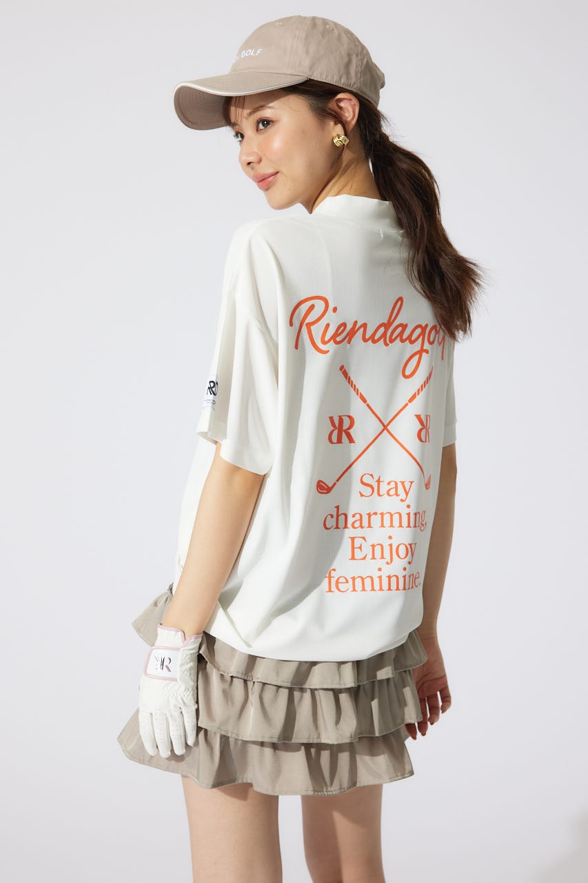 【一部店舗・WEB限定】【RIENDA GOLF】ロゴプリントルーズTシャツ WHT FREE