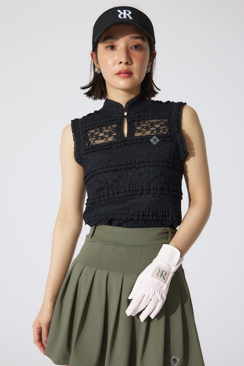 【一部店舗・WEB限定】【RIENDA GOLF】カットレーストップス BLK M