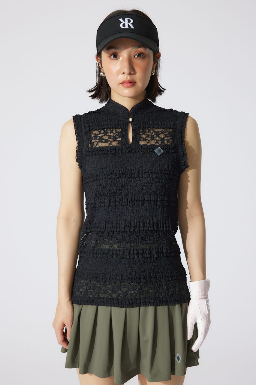 【一部店舗・WEB限定】【RIENDA GOLF】カットレーストップス BLK M