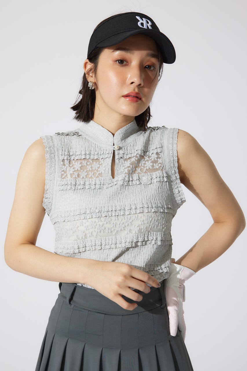【一部店舗・WEB限定】【RIENDA GOLF】カットレーストップス L/BLU S