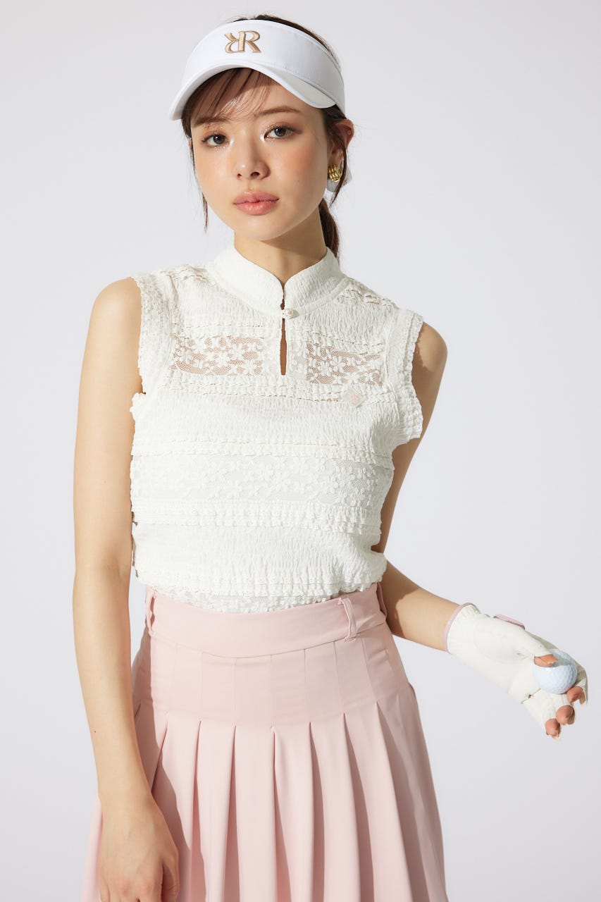【一部店舗・WEB限定】【RIENDA GOLF】カットレーストップス WHT S