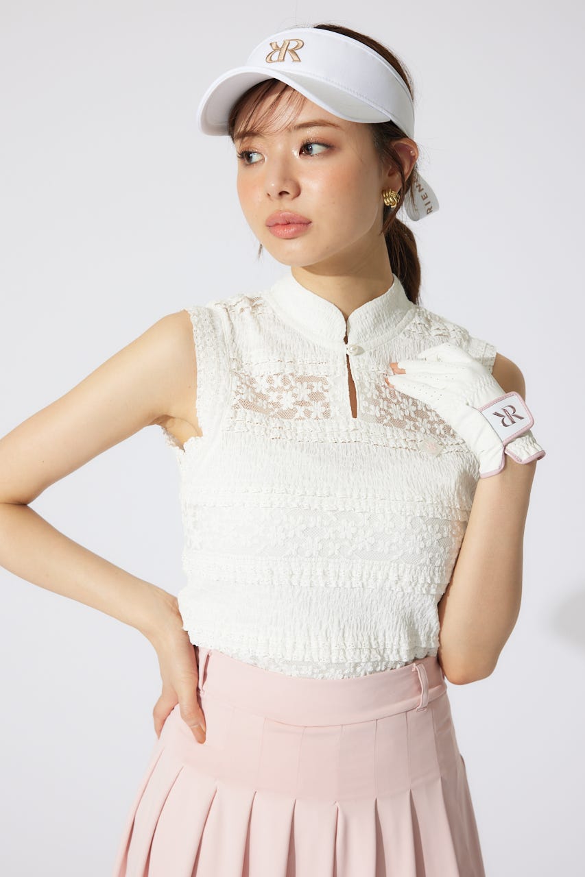 【一部店舗・WEB限定】【RIENDA GOLF】カットレーストップス WHT S