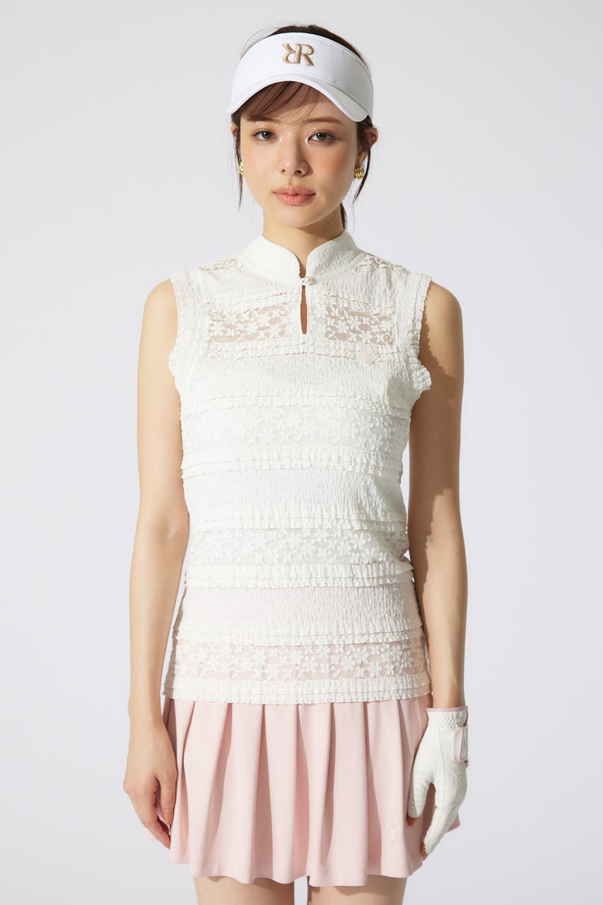 【一部店舗・WEB限定】【RIENDA GOLF】カットレーストップス WHT S