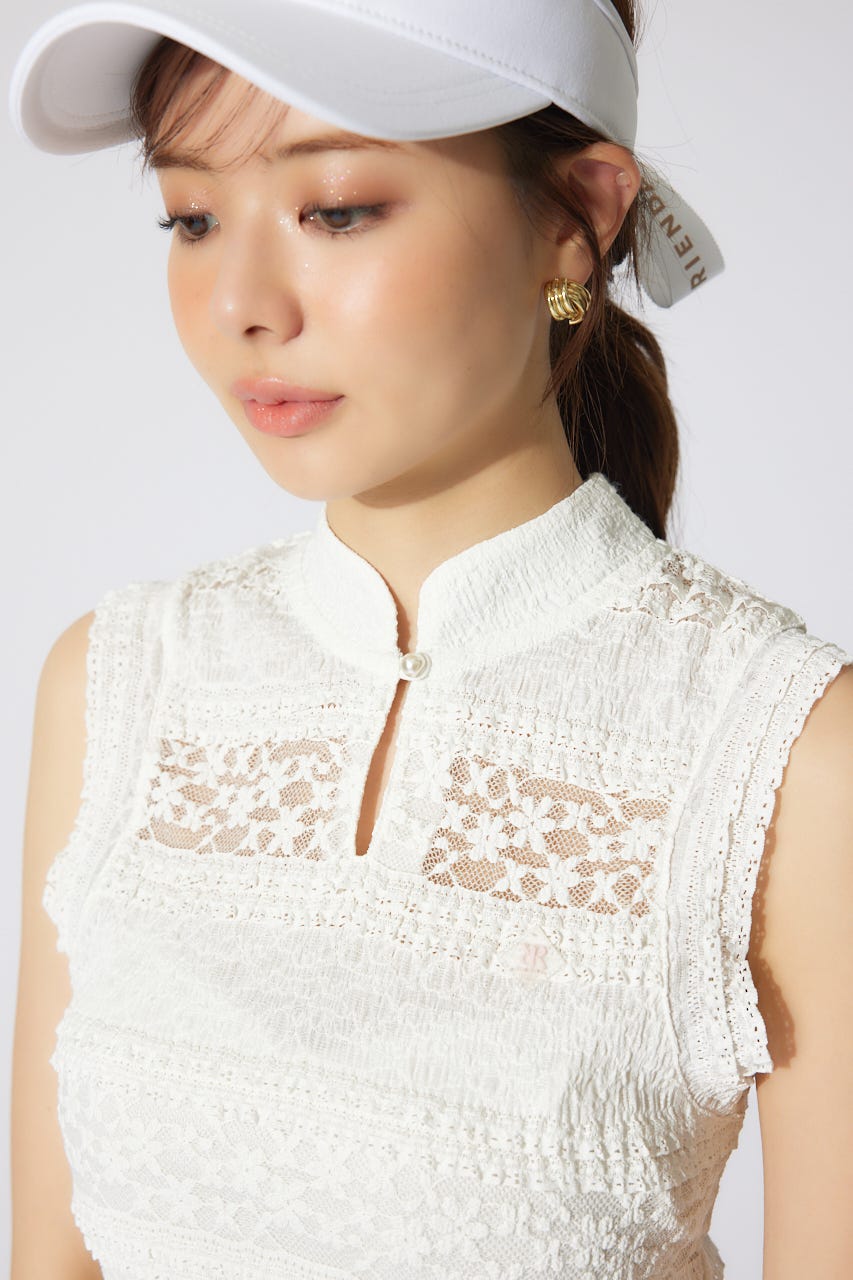 【一部店舗・WEB限定】【RIENDA GOLF】カットレーストップス WHT S