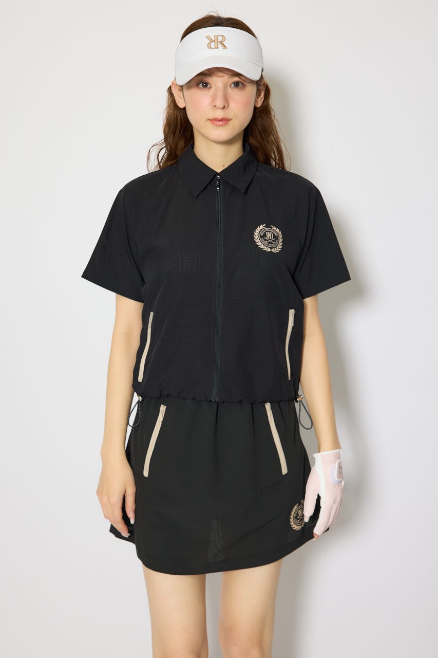 【一部店舗・WEB限定】【RIENDA GOLF】バイカラージップポイントブルゾン BLK S