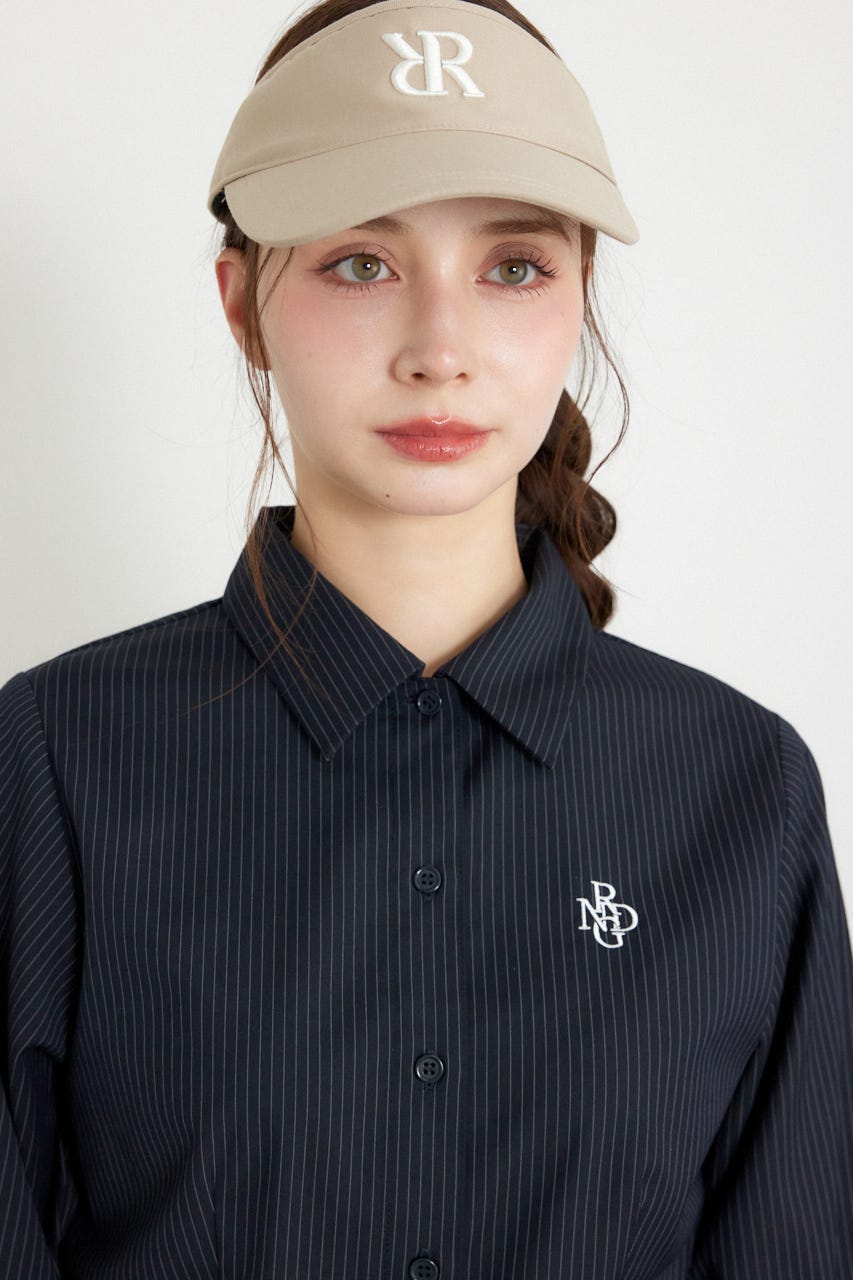 【一部店舗・WEB限定】【RIENDA GOLF】ピンストライププリーツシャツワンピース NVY S