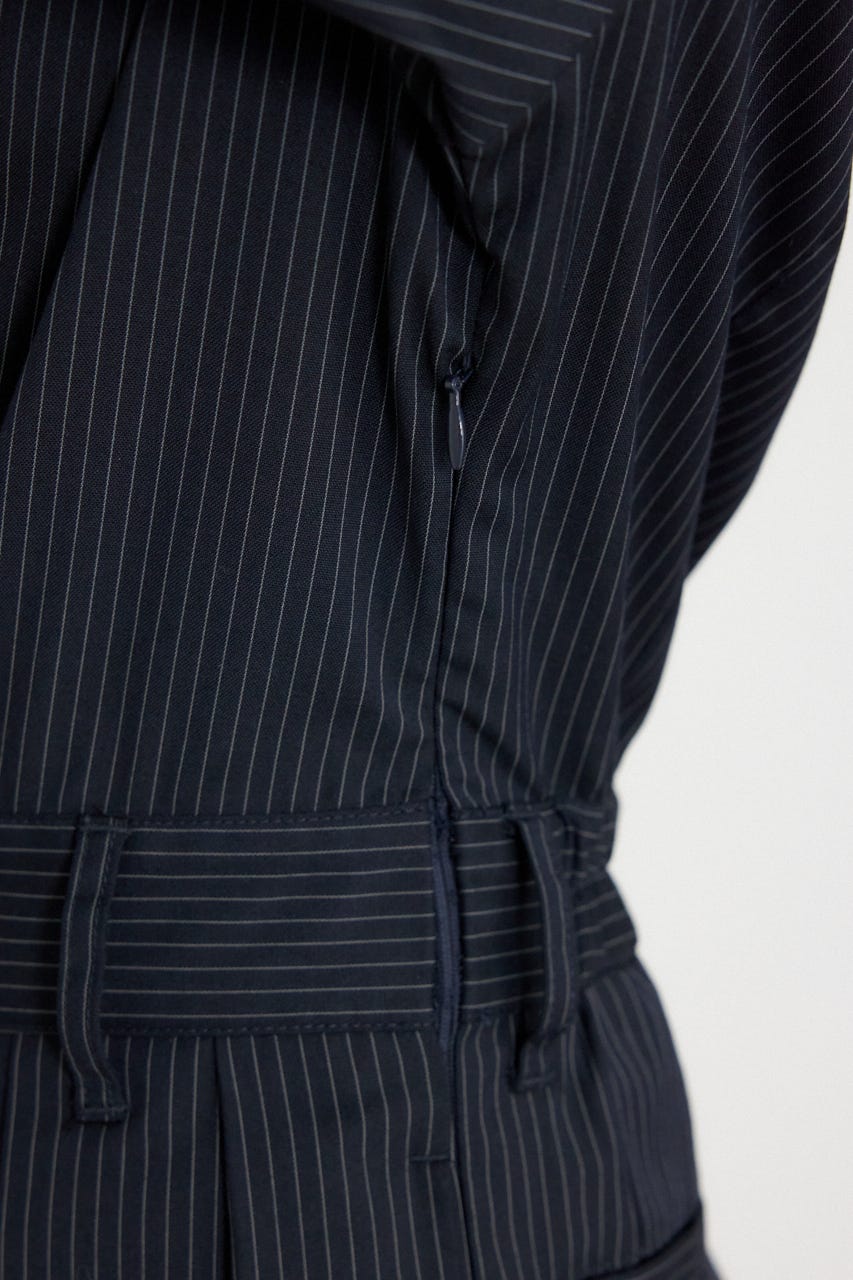 【一部店舗・WEB限定】【RIENDA GOLF】ピンストライププリーツシャツワンピース NVY S