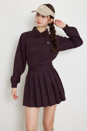 【一部店舗・WEB限定】【RIENDA GOLF】ピンストライププリーツシャツワンピース