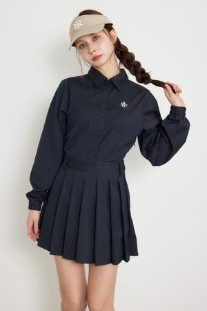 【一部店舗・WEB限定】【RIENDA GOLF】ピンストライププリーツシャツワンピース