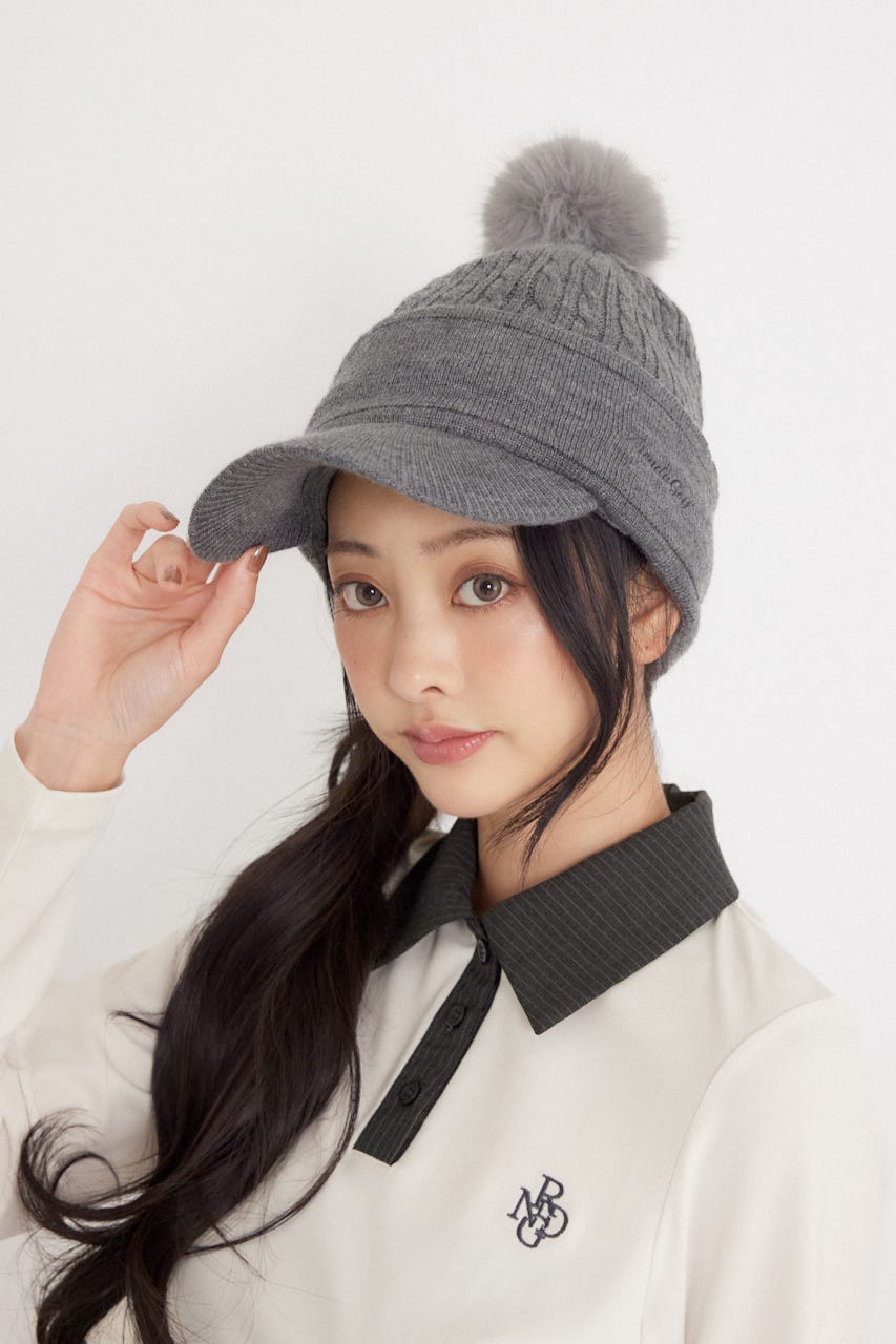 【一部店舗・WEB限定】【RIENDA GOLF】ケーブルニットキャップ GRY FREE