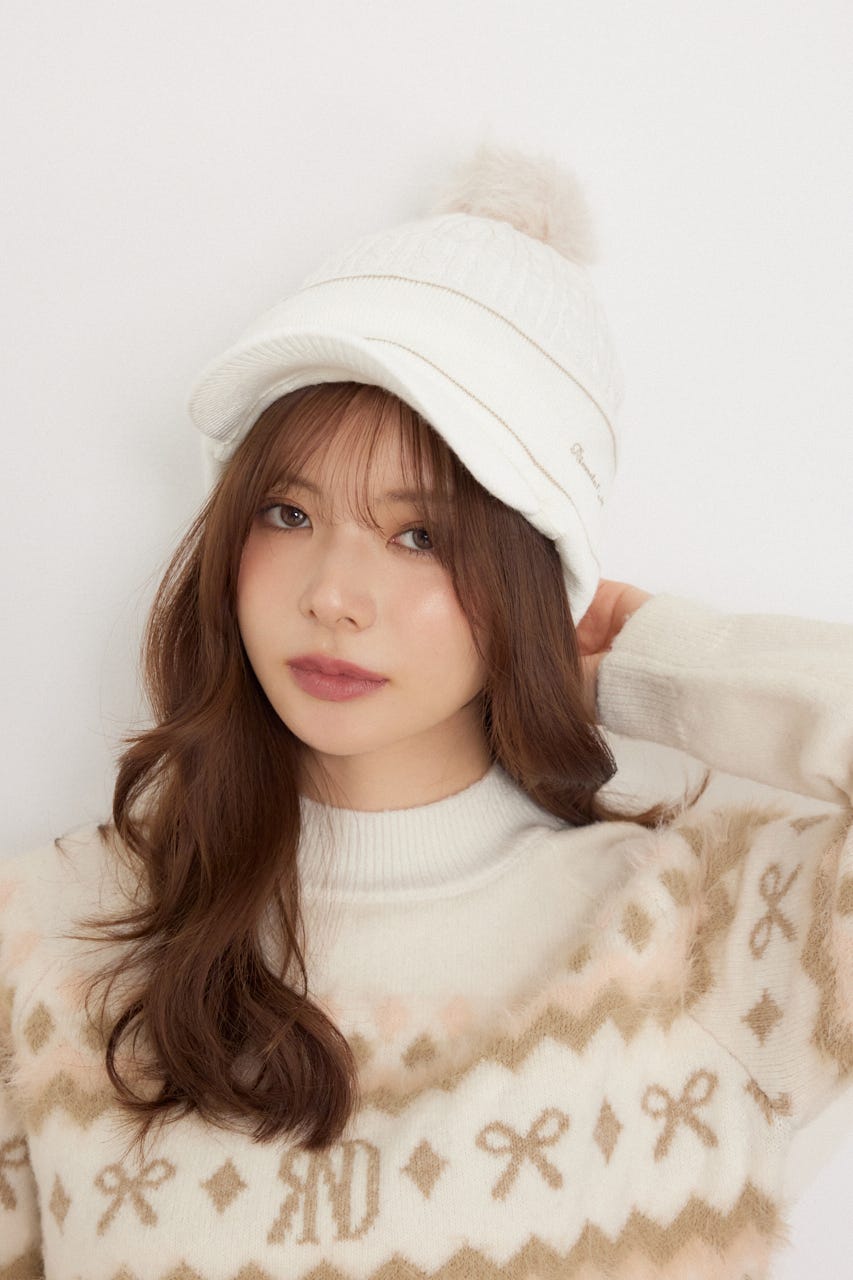【一部店舗・WEB限定】【RIENDA GOLF】ケーブルニットキャップ WHT FREE