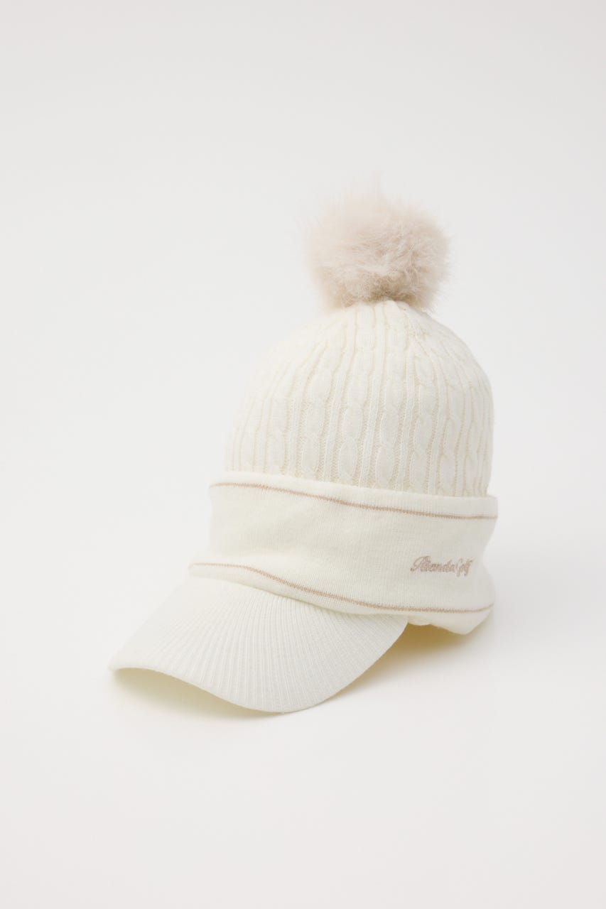 【一部店舗・WEB限定】【RIENDA GOLF】ケーブルニットキャップ WHT FREE