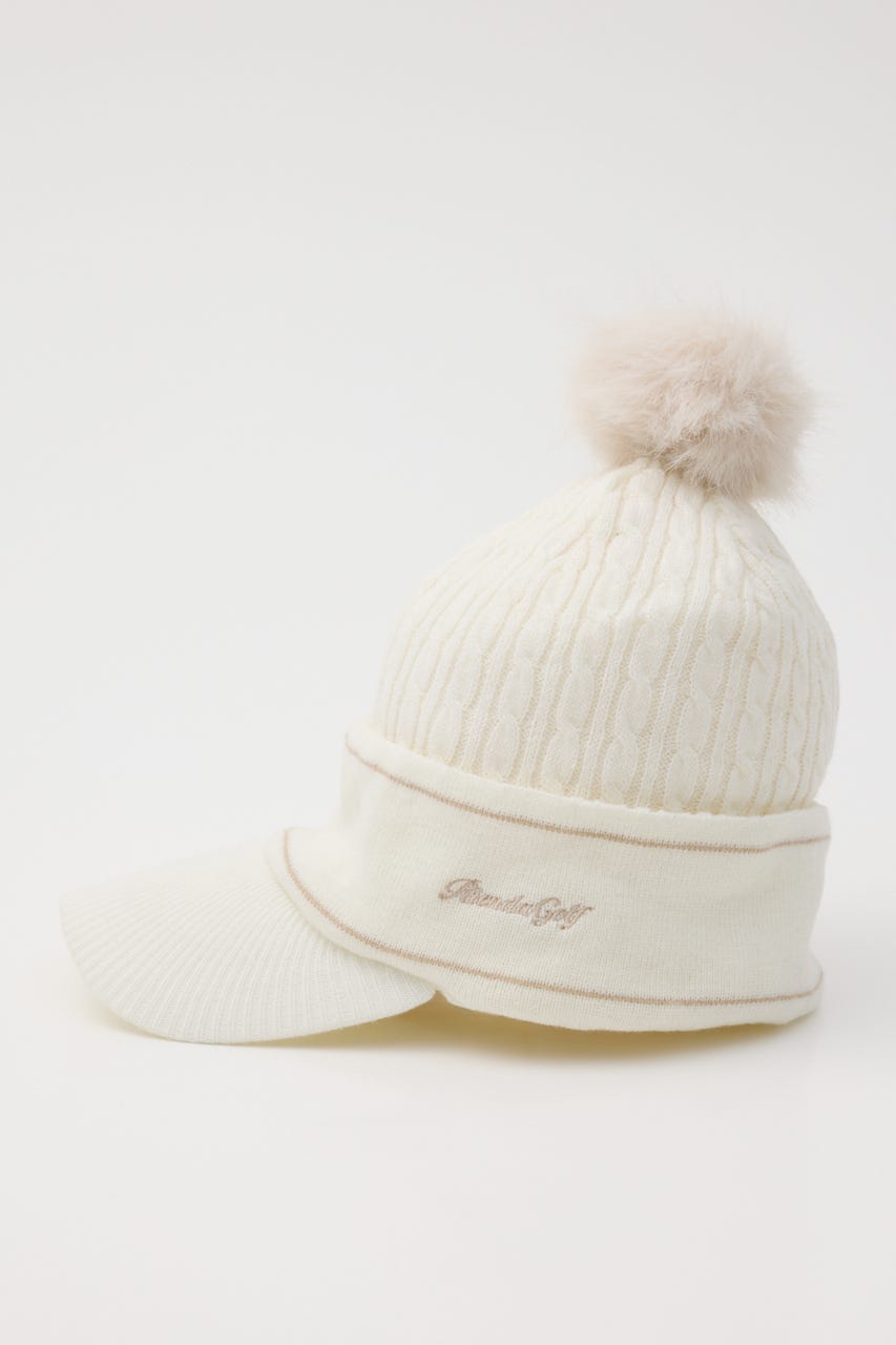 【一部店舗・WEB限定】【RIENDA GOLF】ケーブルニットキャップ WHT FREE
