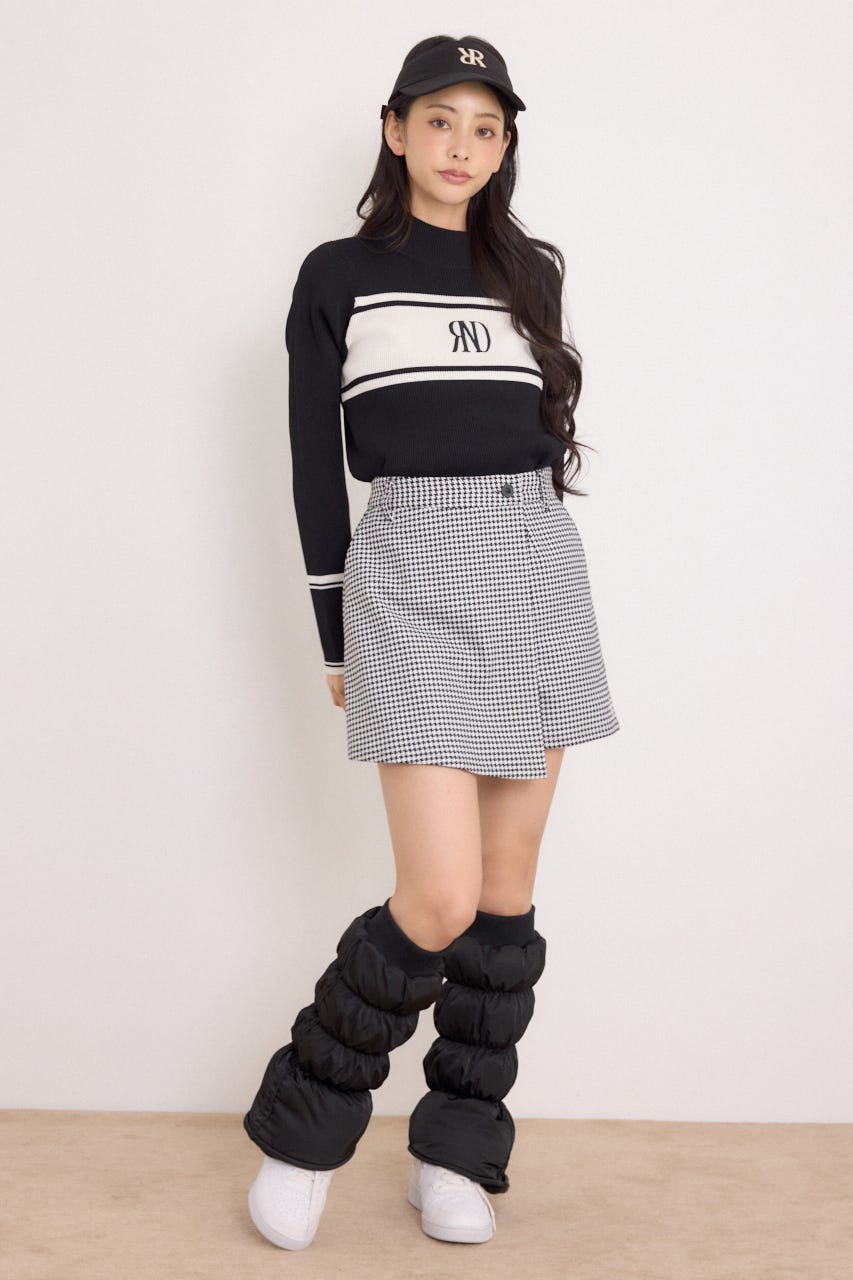 【一部店舗・WEB限定】【RIENDA GOLF】ハイネックRNDロゴリブニットトップス BLK S