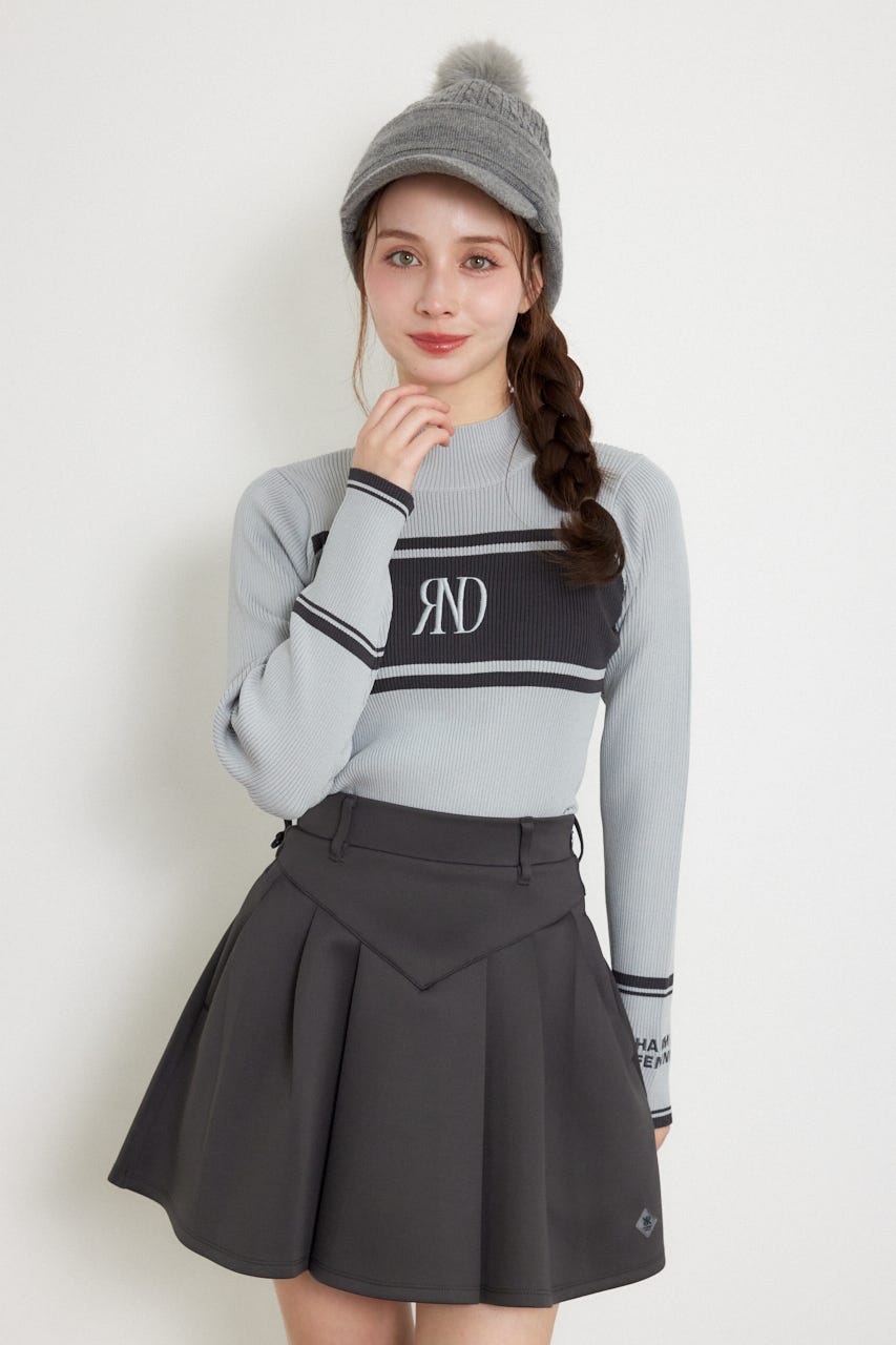 【一部店舗・WEB限定】【RIENDA GOLF】ハイネックRNDロゴリブニットトップス BLU S