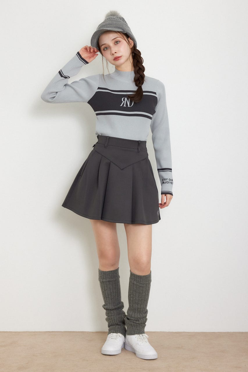 【一部店舗・WEB限定】【RIENDA GOLF】ハイネックRNDロゴリブニットトップス BLU S