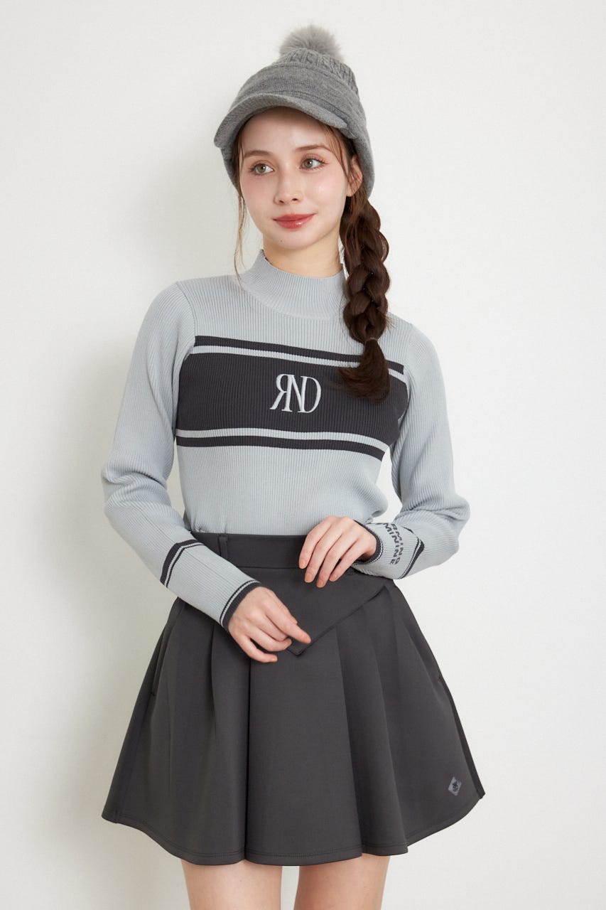 【一部店舗・WEB限定】【RIENDA GOLF】ハイネックRNDロゴリブニットトップス BLU S