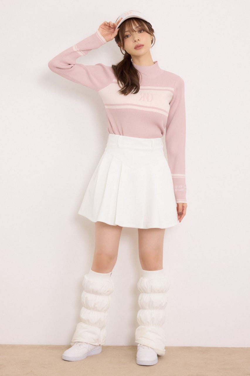 【一部店舗・WEB限定】【RIENDA GOLF】ハイネックRNDロゴリブニットトップス PNK S