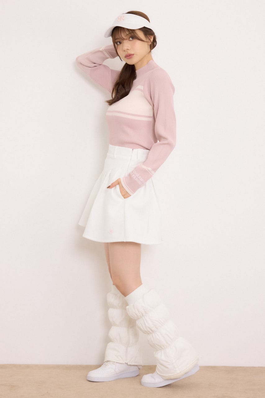 【一部店舗・WEB限定】【RIENDA GOLF】ハイネックRNDロゴリブニットトップス PNK S