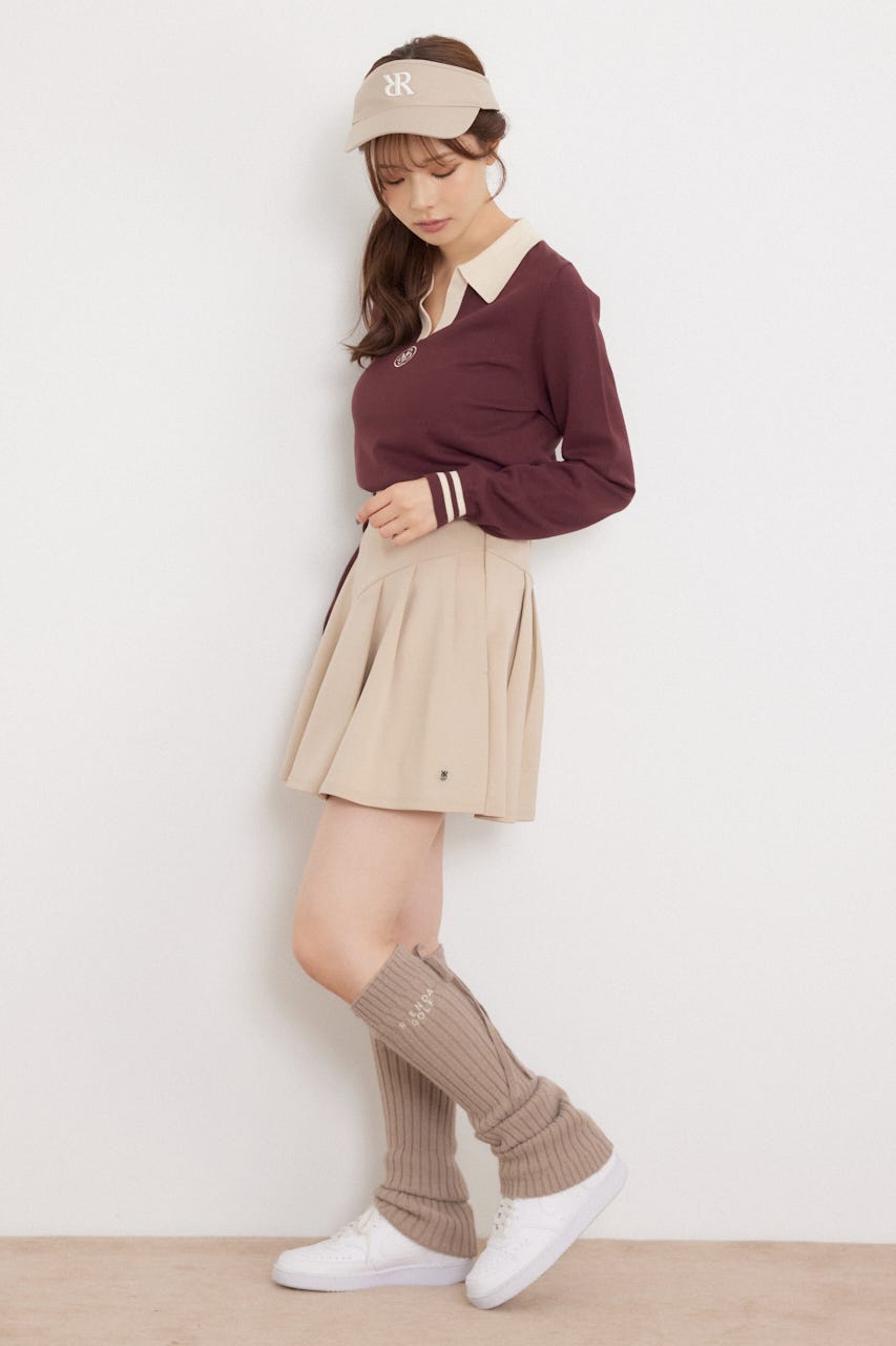 【一部店舗・WEB限定】【RIENDA GOLF】配色スキッパーニットトップス RED M