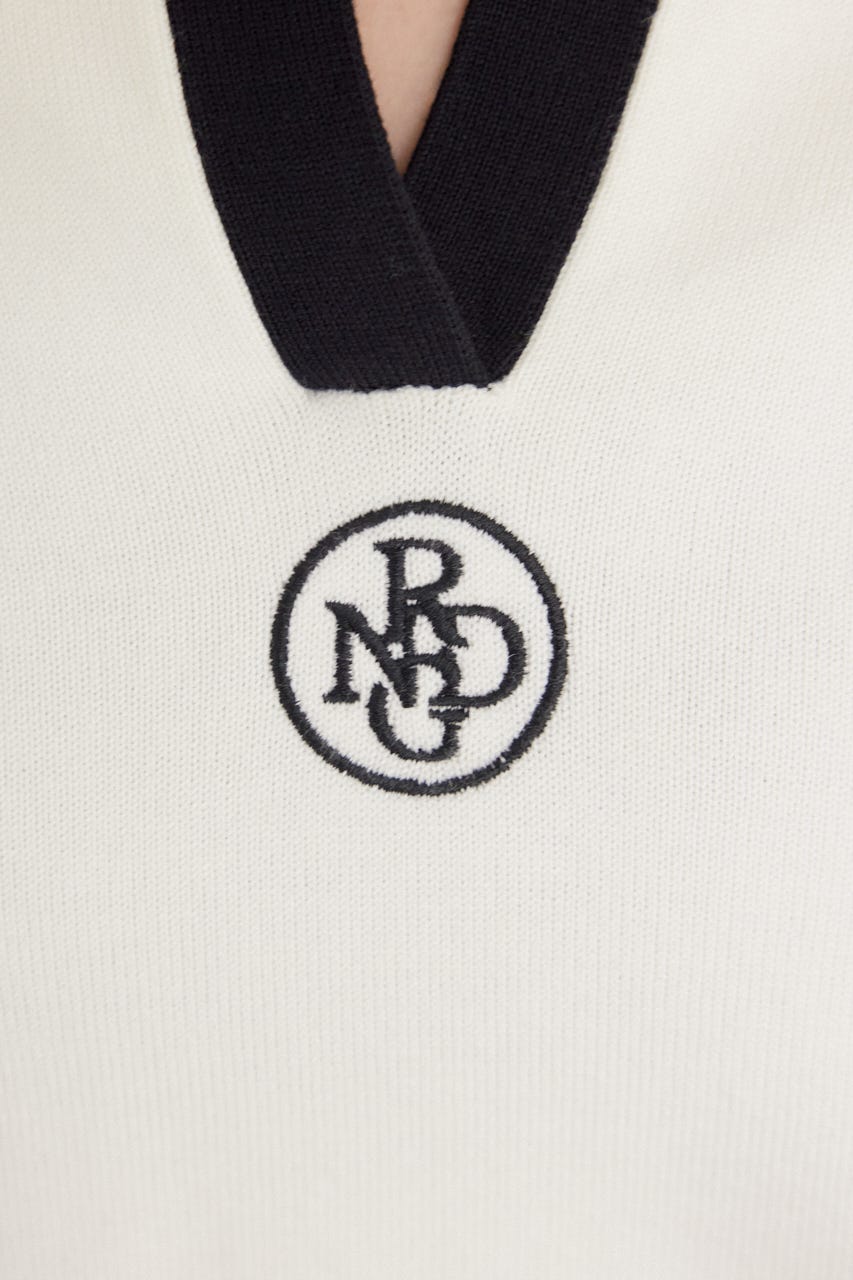 【一部店舗・WEB限定】【RIENDA GOLF】配色スキッパーニットトップス WHT S