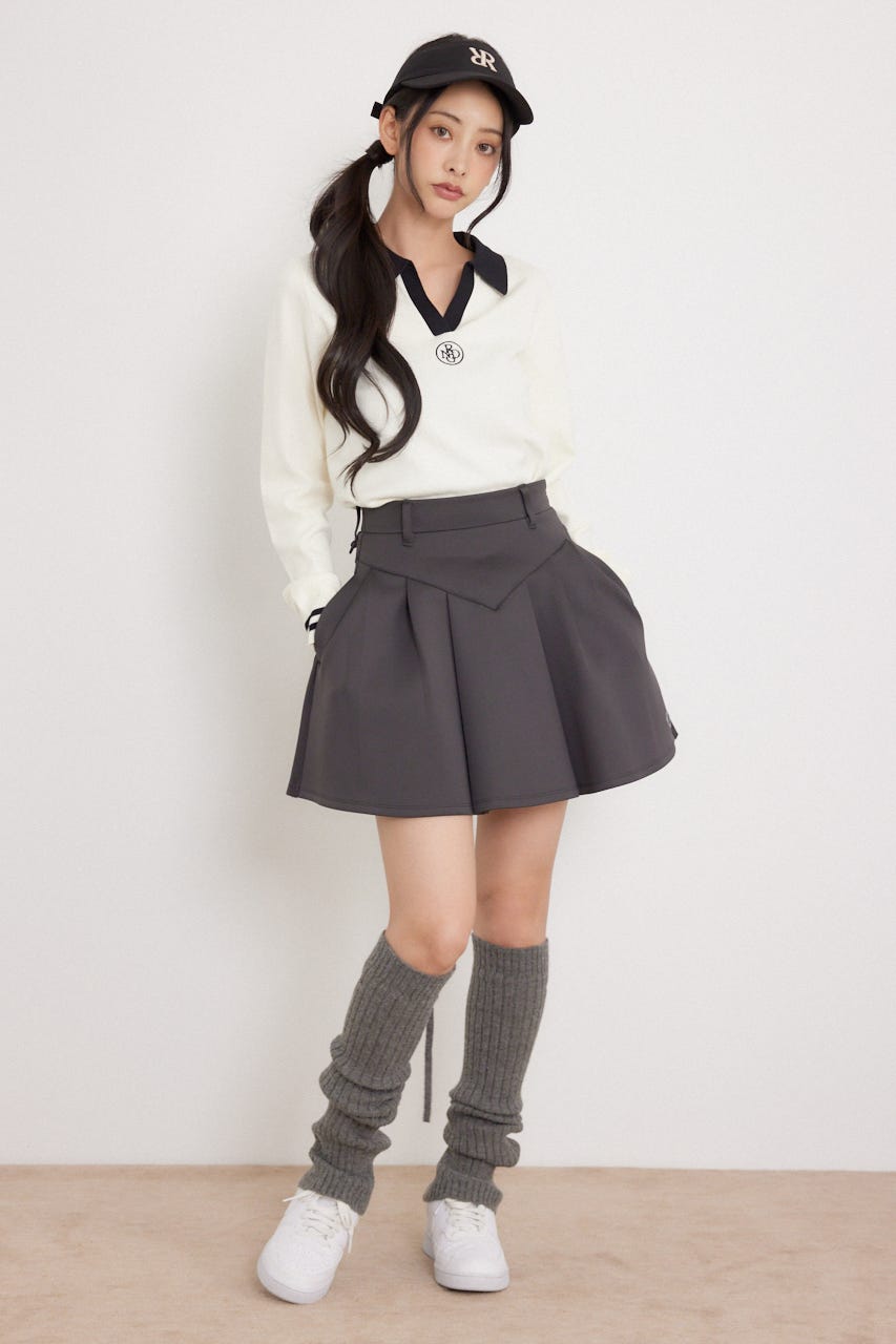 【一部店舗・WEB限定】【RIENDA GOLF】配色スキッパーニットトップス WHT S