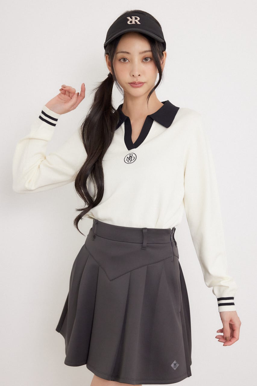 【一部店舗・WEB限定】【RIENDA GOLF】配色スキッパーニットトップス WHT S