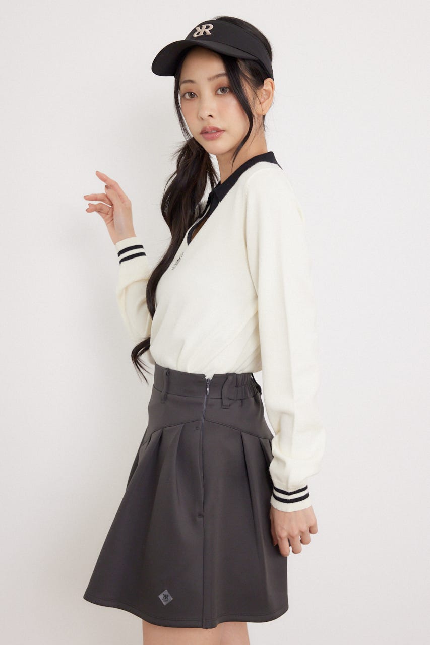 【一部店舗・WEB限定】【RIENDA GOLF】配色スキッパーニットトップス WHT S