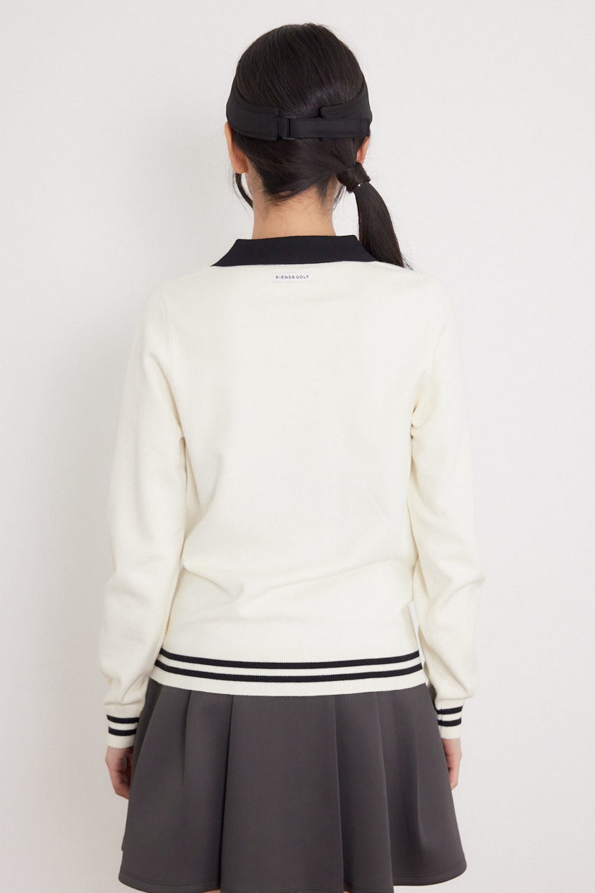 【一部店舗・WEB限定】【RIENDA GOLF】配色スキッパーニットトップス WHT S