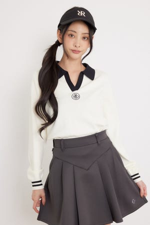 【一部店舗・WEB限定】【RIENDA GOLF】配色スキッパーニットトップス