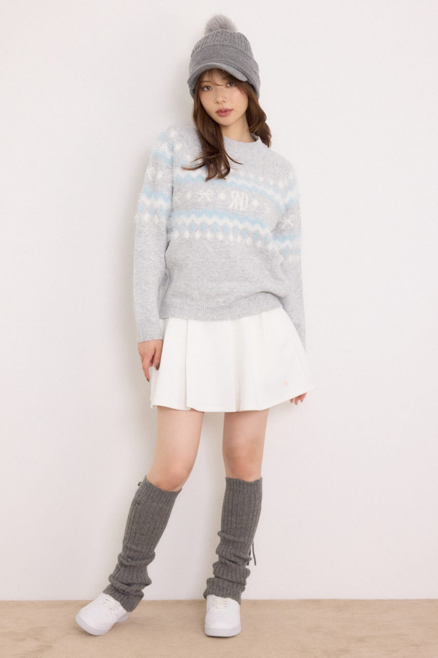 【一部店舗・WEB限定】【RIENDA GOLF】ノルディック柄襟付きニットトップス GRY M