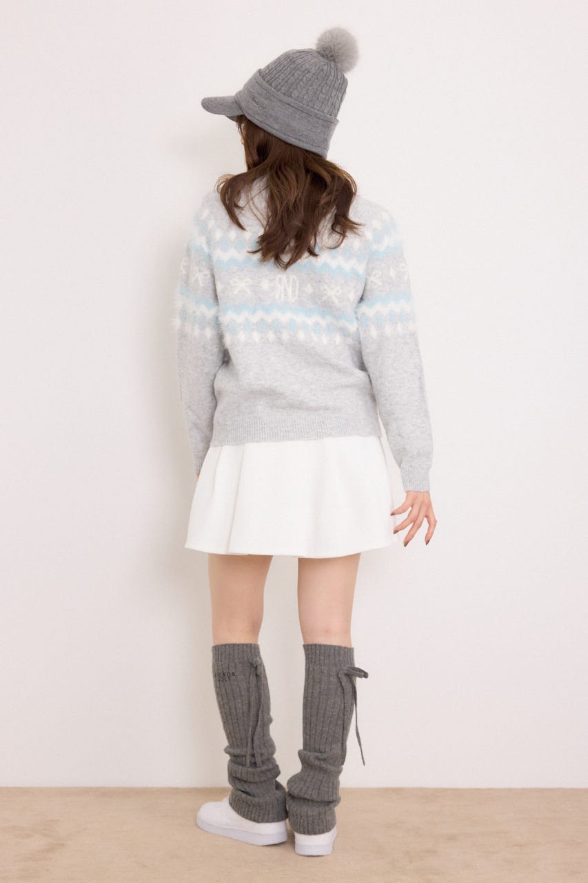 【一部店舗・WEB限定】【RIENDA GOLF】ノルディック柄襟付きニットトップス GRY M