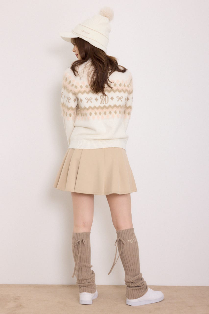 【一部店舗・WEB限定】【RIENDA GOLF】ノルディック柄襟付きニットトップス WHT M
