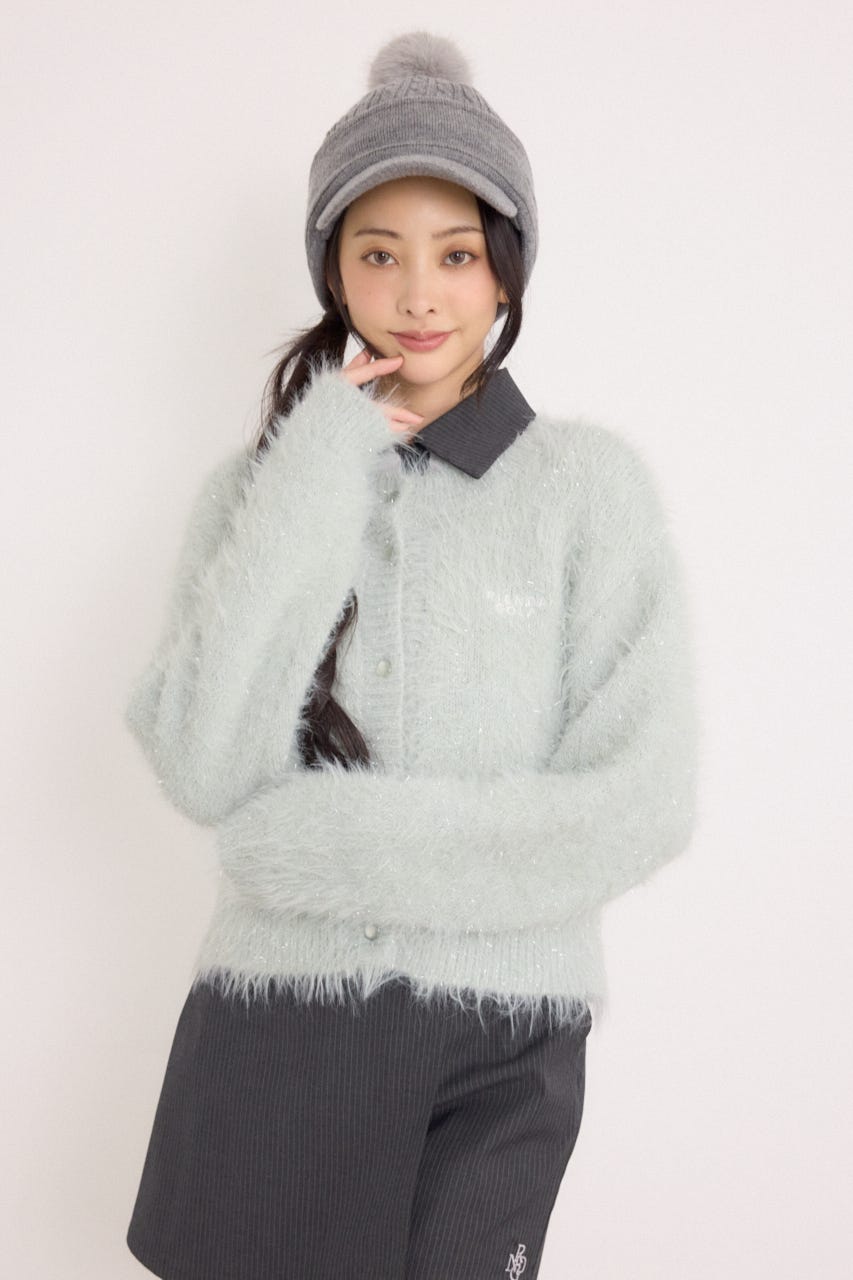 【一部店舗・WEB限定】【RIENDA GOLF】ラメシャギーカーデトップス L/GRN FREE