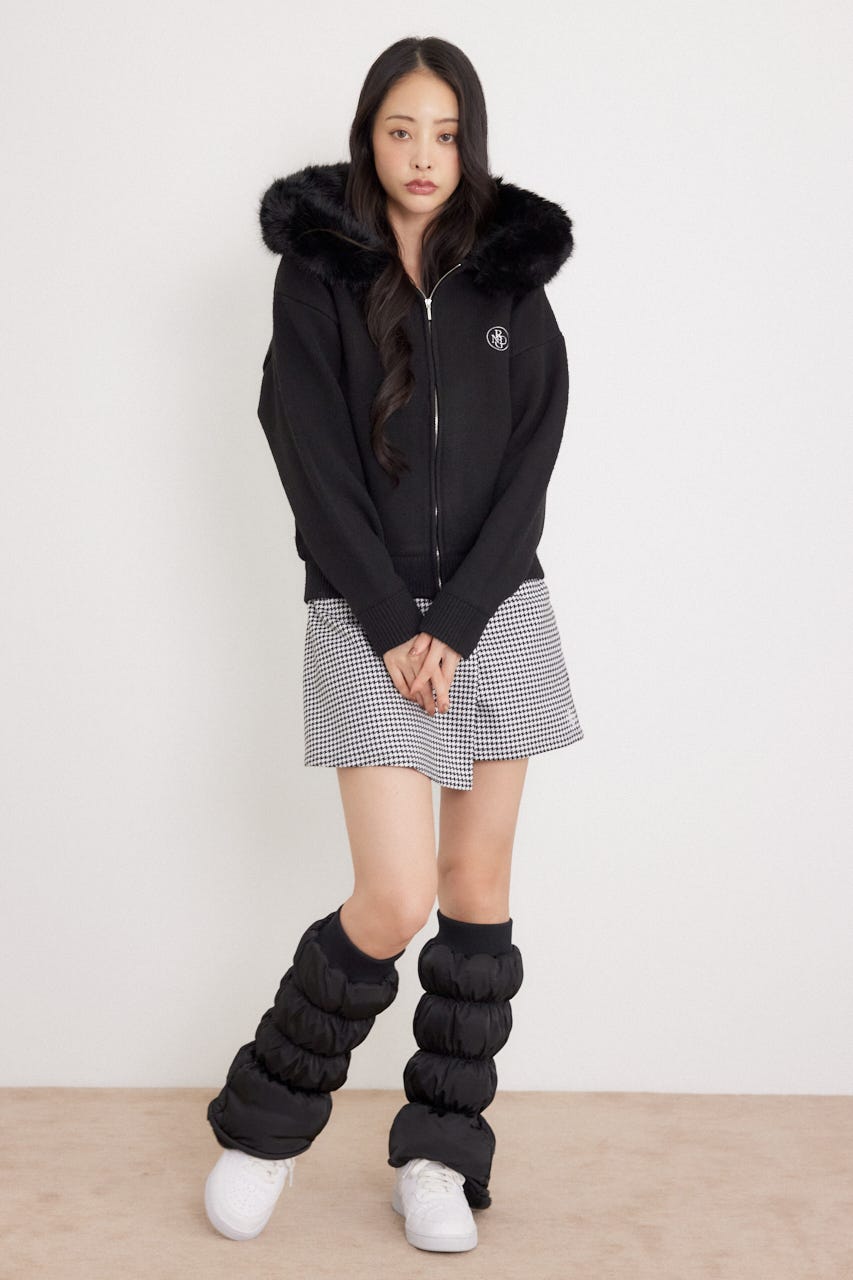 【一部店舗・WEB限定】【RIENDA GOLF】ファー付きニットパーカー BLK S