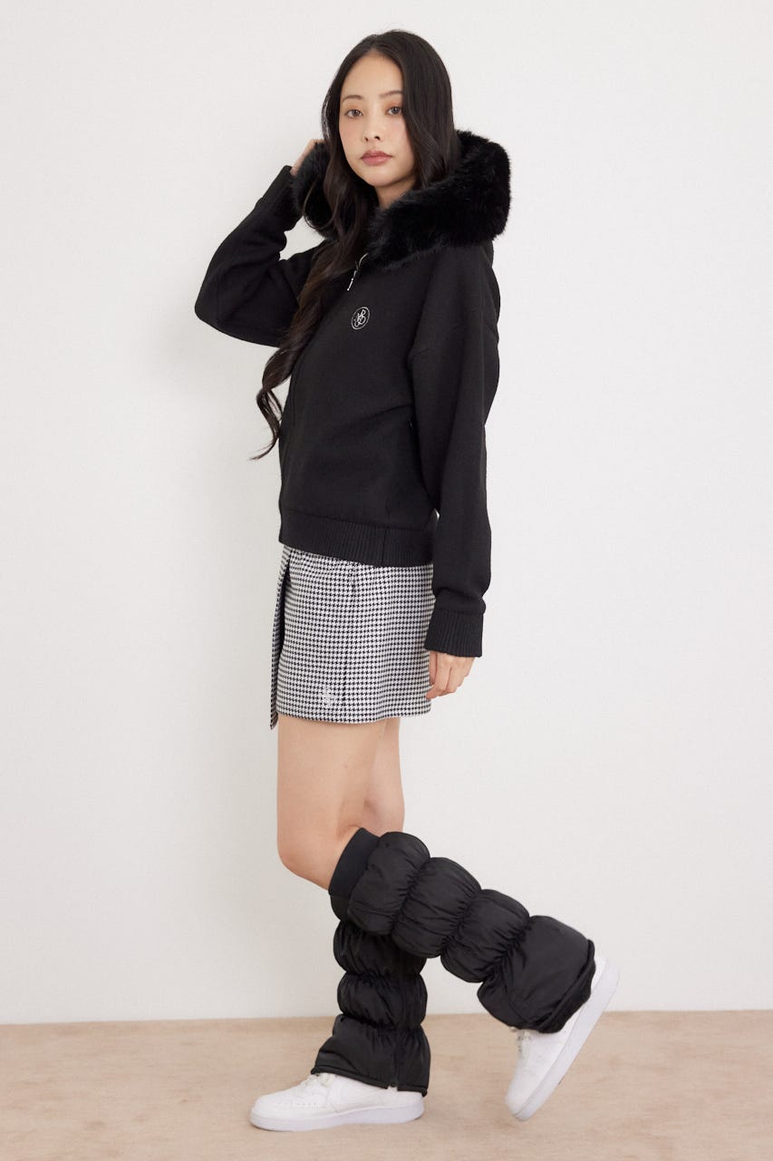 【一部店舗・WEB限定】【RIENDA GOLF】ファー付きニットパーカー BLK S