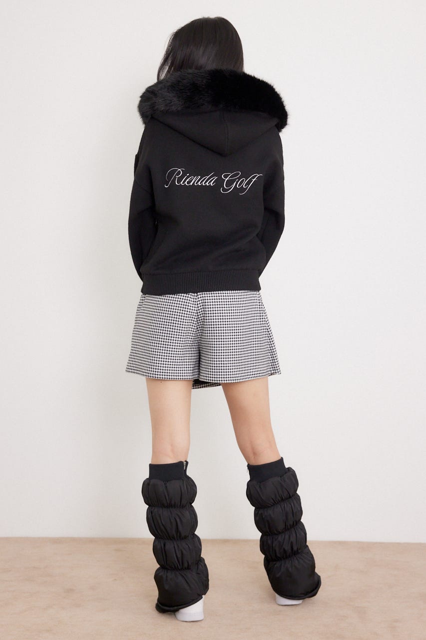【一部店舗・WEB限定】【RIENDA GOLF】ファー付きニットパーカー BLK S