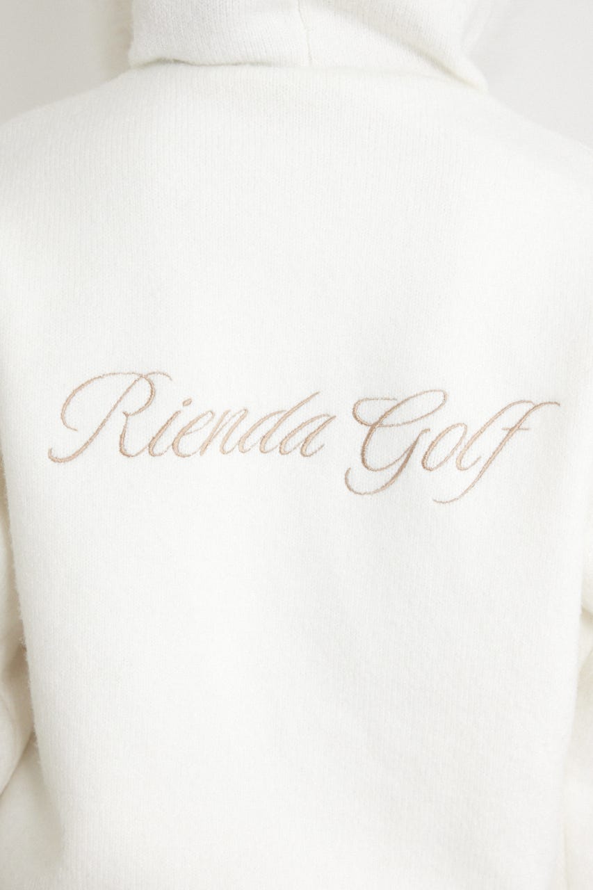 【一部店舗・WEB限定】【RIENDA GOLF】ファー付きニットパーカー WHT S