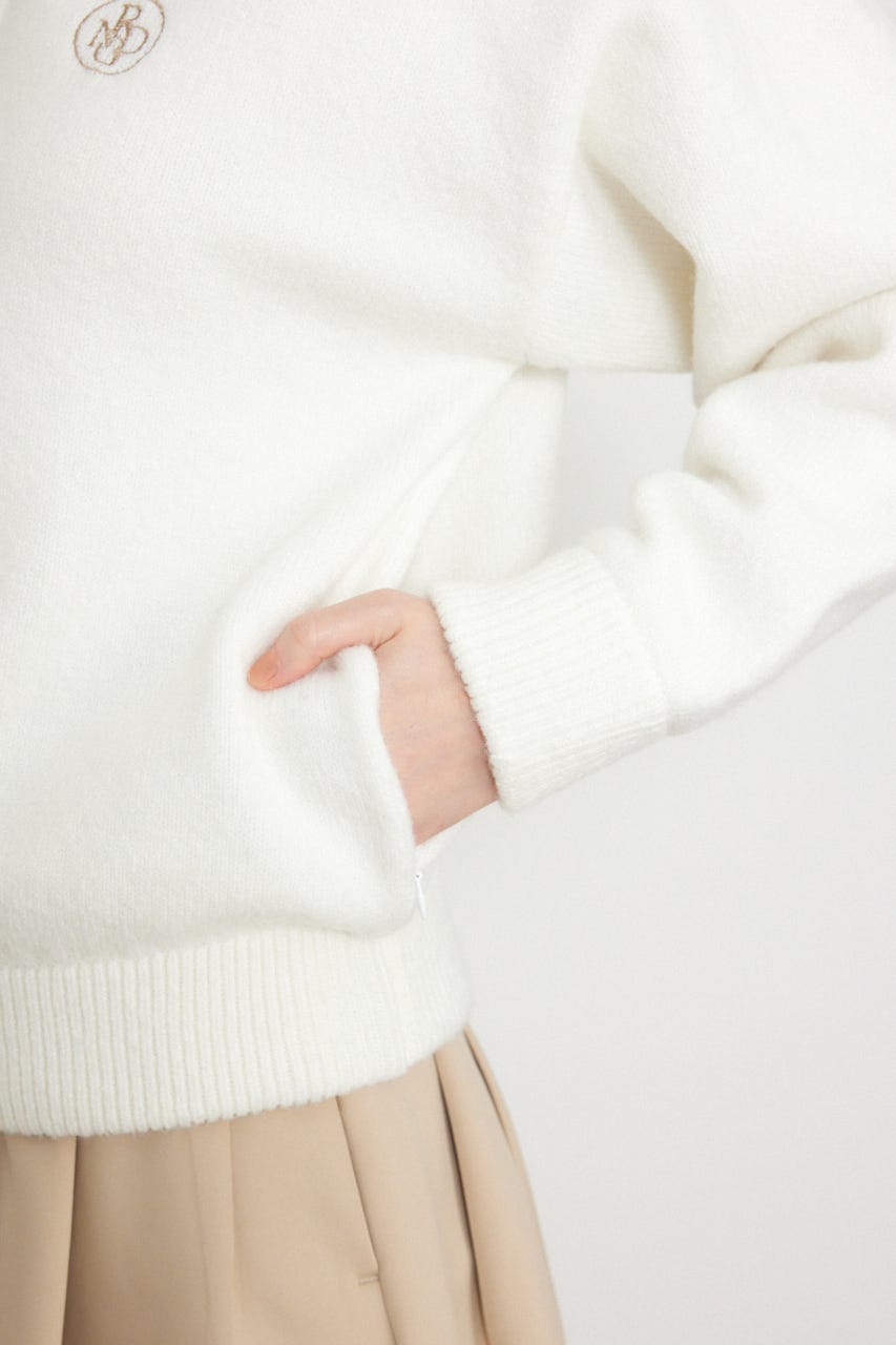 【一部店舗・WEB限定】【RIENDA GOLF】ファー付きニットパーカー WHT S